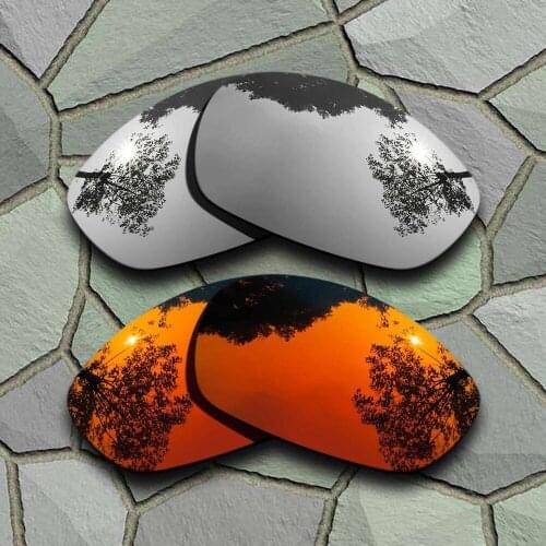 Chrome&Red Orange Sunglasses Polarized Replacement Lenses for Oakley Straight Jacket 2007