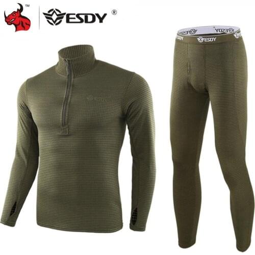 ESDY Motorcycle Thermal Underwear Set Quick Dry Stretch Men Thermo Underwear Running T-shirt Set Tight Long Tops & Pants M-3XL