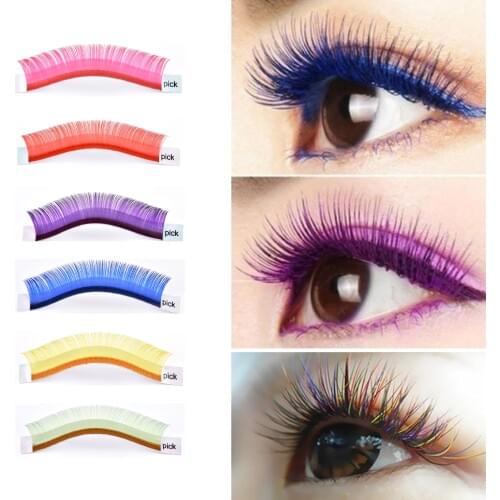 LASHPLUS Mix Color Eyelashes Maquiagem Make up High Quality Soft Natural Synthetic Mink Rainbow Eyelash Cilios 6 Colors Mix