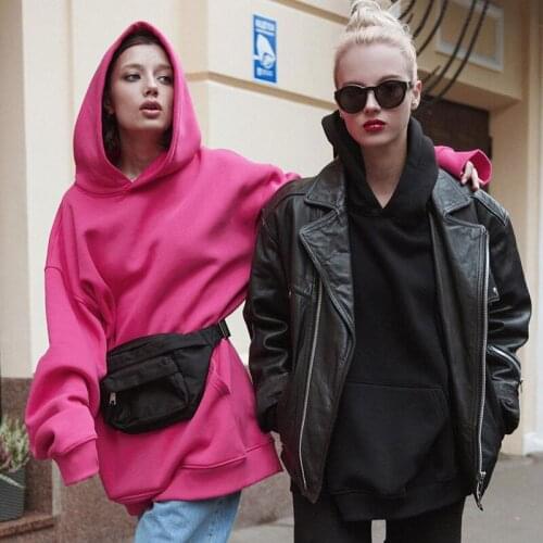 Fashion Casual Hoodie 2020 Autunm Winter Streetwear Loose Long Sleeve Solid Color Hooded Jumper Tops Long Sweatshirt Women