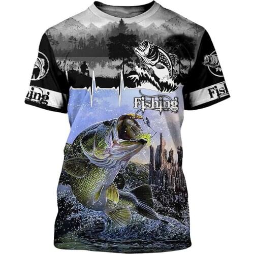 Mens Summer Short-Sleeved Shirt Fishing Enthusiast T-Shirt Luya Fishing 3d Print T Shirts