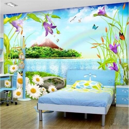 Milofi wallpaper wall covering photo wall beautiful lake water cartoon landscape painting childrens room 3D mural background wa