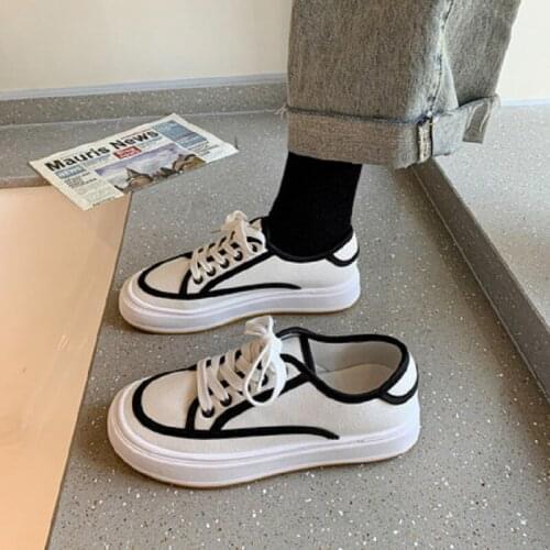 Autumn new womens thick-soled lace-up white shoes all-match student casual Korean canvas shoes