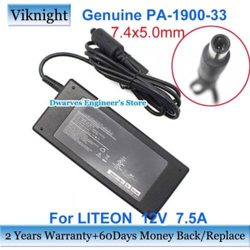 Genuine 12V 7.5A PA-1900-33 Power Supply Adapter For LITEON Laptop Charger 90W 7.4x5.0mm