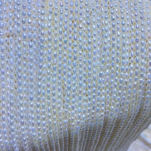 Wholesale 2-2.5MM Real Cultured Freshwater Rice Shape White Color Pearl Necklace Strand String Jewelry Beads Accessory 10pcs/lot
