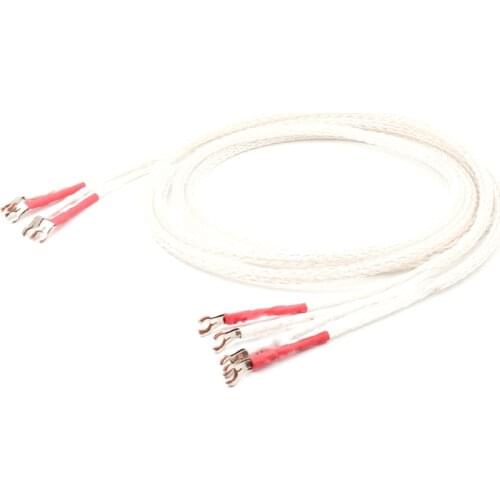 Pair 8AG OCC silver plated 8AG audio hifi speaker cable loudspeaker wires with Y spade connector