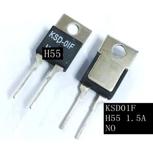 10pcs/lot KSD-01F H55 Temperature Control Switch Normally Open 55 Degrees Automatic Closure Original 55C NO 1.5A Insurance Pipe