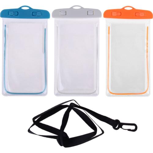 PVC Luminous Waterproof Phone Case Cover for 3.5-6" Cell Phone Touchscreen Mobile Water Proof Underwater Transparent Pouch Bag