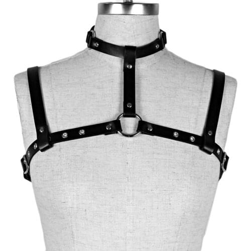 UYEE PU Leather Trendy Sexy Women Belts Studded Punk Harness Adult Fetish Chest Belt Waist Belt Bra Body Bondage Lingerie LB-088