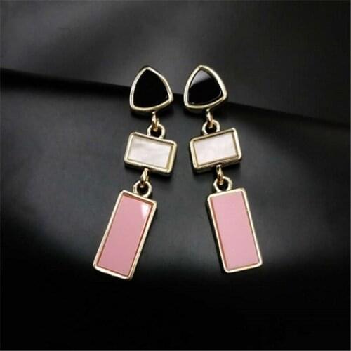 High Quality Brincos Drop Square Earrings For Women Fashion Gold Color Colorful Acrylic Long Earring Jewelry Gifts Wholesale