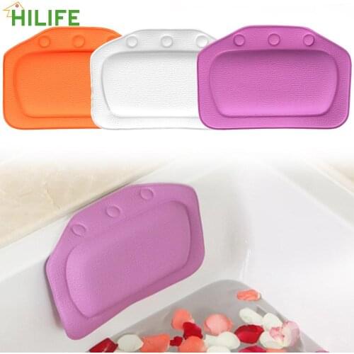 Neck Bathtub Cushion Bath Accessories Soft Headrest Home Bathtub Pillow SPA Bath Pillow With Suction Cup 21*31cm