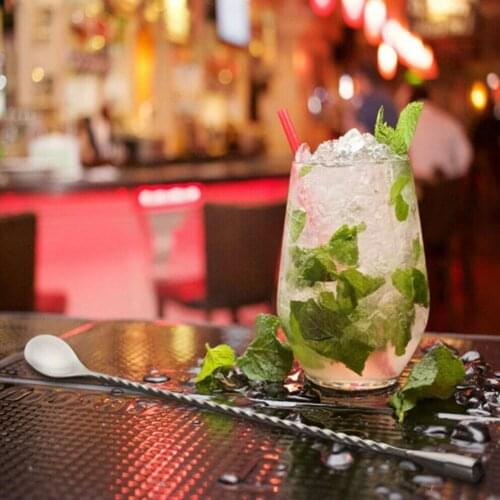 Steel Cocktail Bar Pattern Drink Shaker Muddler Stirrer Spoon Twisted Tableware Mixing Kitchen Y2K9