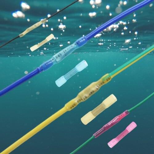 20/30/50Pcs Heat Shrink Butt Wire Connectors AWG 16-14 1.5-2.5mm2 Blue Waterproof Insulated Automobile Wire Cable Terminals