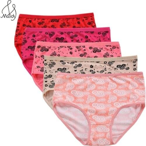 Maidy 4pcs/pack Women Sexy Cotton Panties Print Panty Underwear Mid Waist Woman Briefs Female Slim Breathable Ladies Underpants