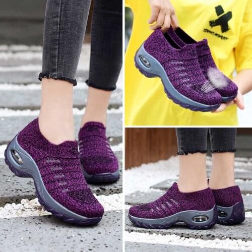 Slip On Sport Shoes Women Ultra Light Platform Sneakers Air Cushion Dance Shoes Ladies Ayakkabi Bayan Mesh Soft Athletic Shoes