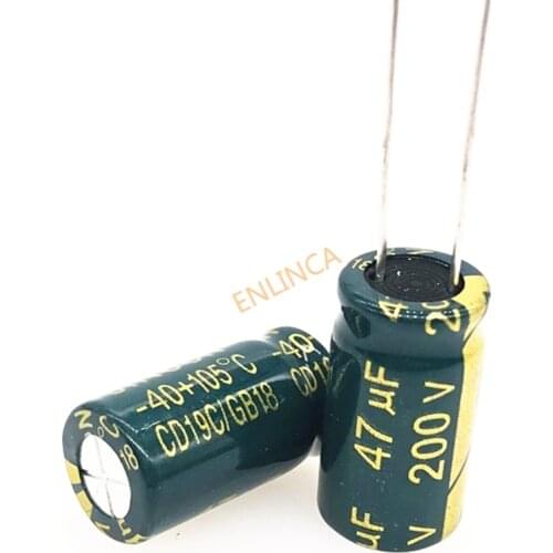 10pcs/lot 200V 47UF 10*20 20% RADIAL aluminum electrolytic capacitor 47000nf 20