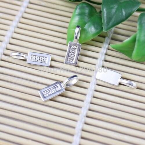 100pcs/lot Zinc Alloy Bright Silver Tone Charm Pendant Bails Cord end For Necklace DIY Jewelry Making Accessories 21x7mm K02054
