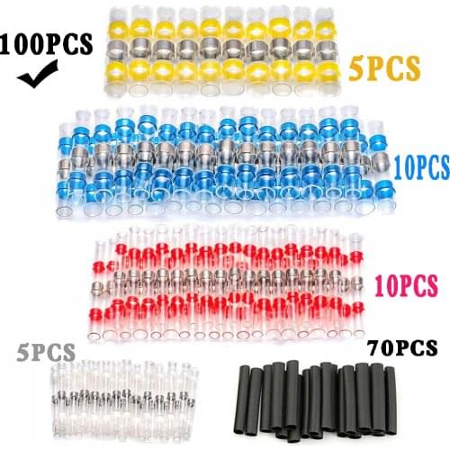 100pcs Heat Shrink Tube Sleeves Solder Seal Shrinkable Splice Waterproof Wires Connectors Cable Terminal Electrical Connector