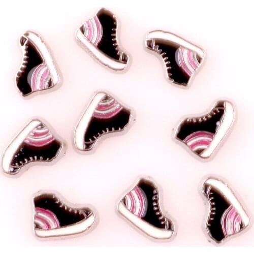 20Pcs/Lot Enamel Canvas Shoes Floating Charms Finding Sports Shoes Living Glass Locket Jewelry Supplies