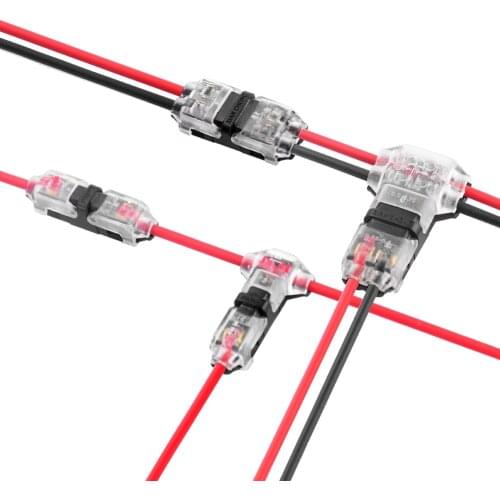 20Pcs Cable 1/2 Pin I T Type Quick Electrical Snap Splice Lock Wire Electric Connector Terminal Wires 22-18AWG For Led Strip Car