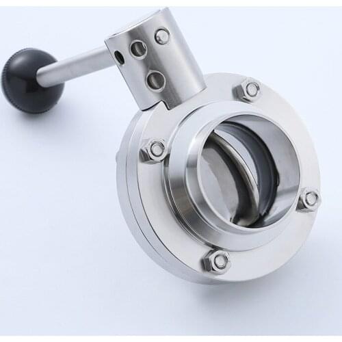3/4“ 1” 1-1/2" 2" 3" SS304 Stainless Steel Sanitary 50.5/64/77.5/91mm Tri Clamp Butterfly Valve Homebrew Beer Dairy Product 3