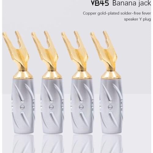 4Pcs Gold Plated Y U Shape Banana Plug Gold-Plated Copper Without Soldering Audio Speaker Plug Speaker Jack Wire Connector