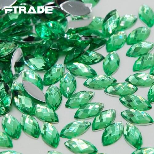 Bestsellers Acrylic Horse Eyes Shape Rhinestones 5x10mm 300pcs/Bag Light Emerald Color Flatback DIY Crystal Free shipping