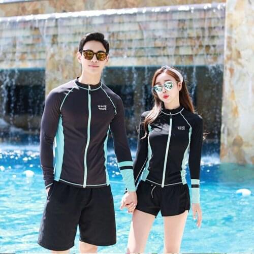 Bikinis Womens 2019 Bather Sexy Swimwear Women Swim Suit Long Sleeve Swimsuit Girl Rash Guard Garment Zipper Pants Couples Take