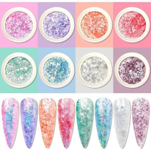 Nail Glitter Powder Flakes Glitter Foil Sequins Chrome Powder Holographics Powder Colorful Sequins Shining Irregular 3D Nail Art