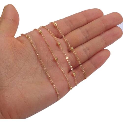1M Long 2021 Fashion 1.6mm 2mm Beads Chain Accessories Wholesale 18K gold Plated Metal Chains For Earrings DIY Jewelry Findings
