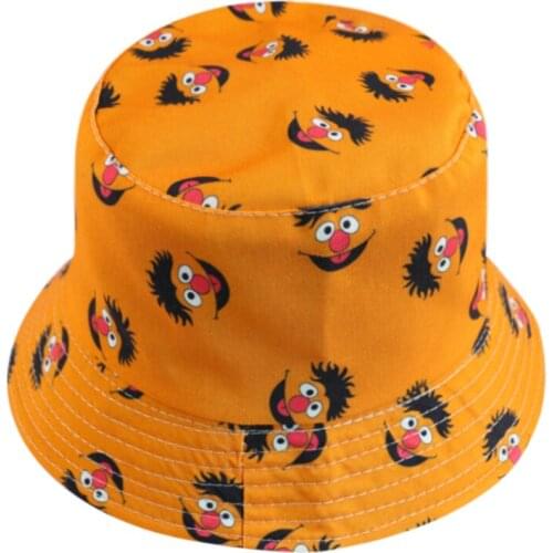 Winfox Summer Two Side Reversible Fishing Caps Cartoon Printing Bucket Hat Cute Fisherman Hats For Women Mens