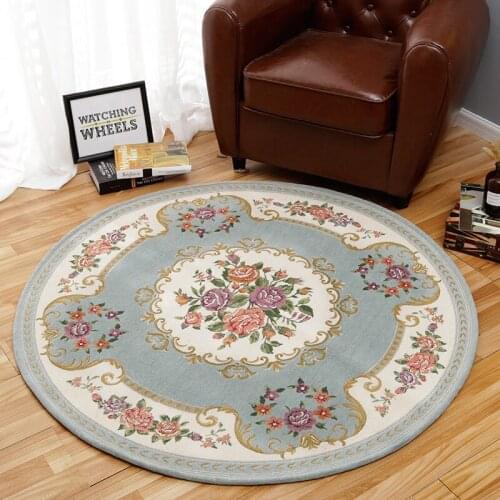 European Pastoral Round Carpet For Living Room Sofa Coffee Table Rug Carpet For Bedroom Room Round Chair Mat Flower Study For