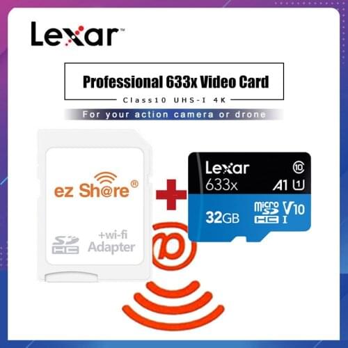 Ezshare Wireless wifi adapter+Lexar Micro SD Card 128GB 32GB Class 10 633x 64GB wifi wireless TF Card 16gb Flash Memory Card
