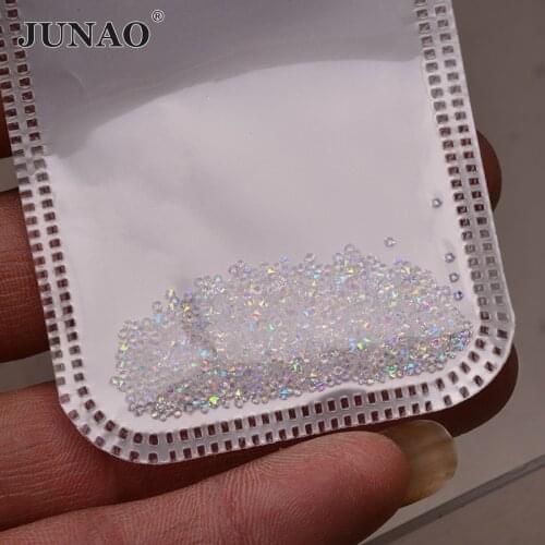 JUNAO 1.2mm Transparent AB Mini Glass Rhinestone Small Nail Art Decoration Micro Strass Stickers Tiny Crystal Stones DIY Crafts
