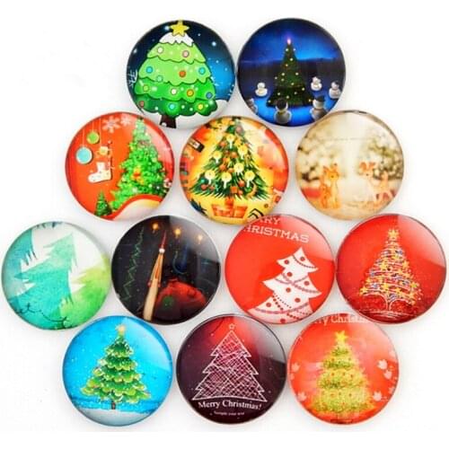 50pcs Fine Christmas Trees Glass Mosaic Tiles Mixed Round for Crafts Glass Mosaic Supplies