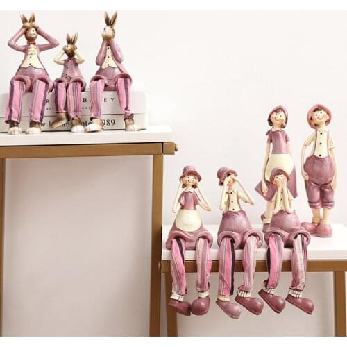 Cute Rabbit Miniature Figurines Ornaments Desk Room Decoration Lovely Accessories Home Decoration Crafts Small Chrismas Gifts