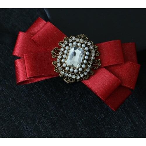 New Handmade Bow Tie Fashion British Mens Womens Business Banquet Wedding Groom Groomsmen Pearl Rhinestone Bowtie