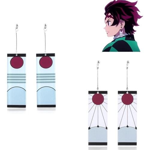 One Pair Acrylic Earring Demon Slayer Cosplay Prop Kimetsu no Yaiba Tanjirou Kamado Earring cosplay Fans Accessores Jewelry