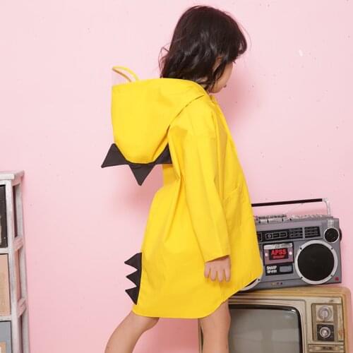 Thicken Cute Dinosaur Polyester Baby Raincoat Outdoor Waterproof Children Impermeable Poncho Boys Girls Rain Coat High Quailty
