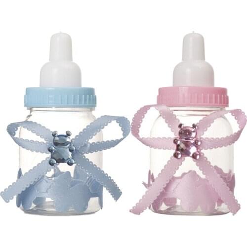 Mini Feeding Bottles Gender Reveal Decoration Baby Shower Boy or Girl Candy Gift Bags Welcome Christening Baptism Party Supplies
