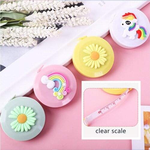 150cm/60" Portable Retractable Ruler Mini Cute Cartoon Tape Soft Measures Children Height Ruler Centimeter Inch Roll Tape