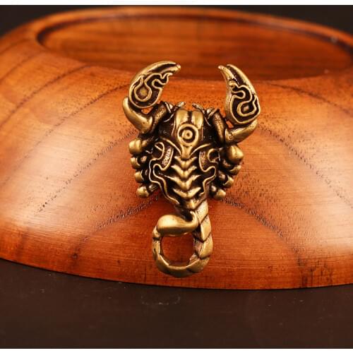Handmade Pure Brass retro scorpion model craft DIY ornament Miniature portable Fitting Keychain Pendant souvenir gift a0777