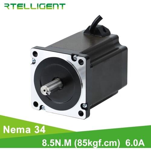 Rtelligent Nema 34 Stepper Motor 86mm 8.5N.m 6.0A 4-lead Cable 12.7mm/14mm Shaft Stepper Motor for CNC engraving milling machine