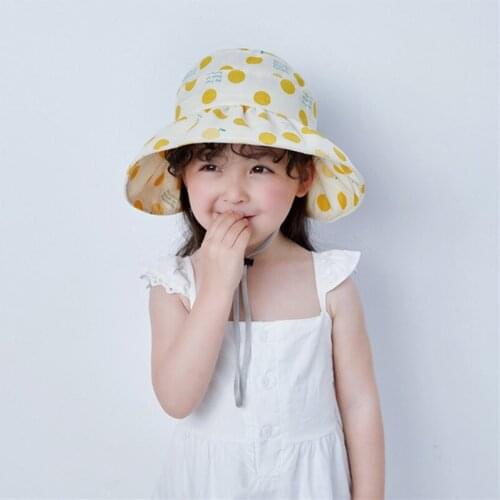 2021 Summer Sun Hat Childrens Hollow Top Anti-Ultraviolet Printing with Big Brim Outdoor Sun Hat Fashion Leisure