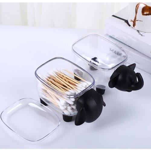 Cute Sheep Creative Mini Plastic Cotton Swab Storage Box Household Dust-proof Desktop Organizer Cosmetic Cotton Storage Box