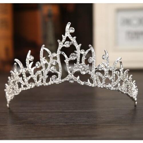 Vintage Silver Crystal tiara Wedding Crown For Bride Hair Accessories 2017 New Alloy Rhinestones Queen Crown Hair Jewelry