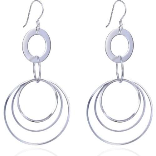 YJAR001984 New Fashion S925 Silver Earrings Fashionable Double Ring Multi-layer Jewelry Women Ear Ornaments