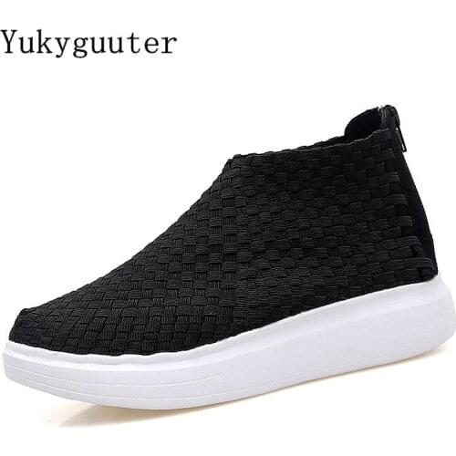 2018 Sport Running Shoes Woman Outdoor Weave Breathable Height Increasing Mesh Shoes Lightweight Athletic Sneaker Women Platform