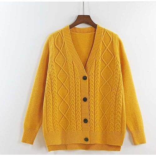 2021 Spring New Knit Sweater Cardigan Women Short Shawl Jacket V-Neck Loose Twist Sweater Coat
