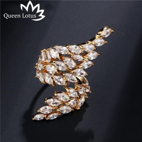 Queen Lotus Adjustable Rings Cubic Zirconia White Gold Color Wedding Ring Jewelry for Women For Party Anillos Anel